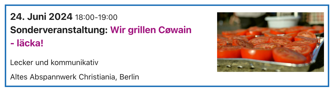 Ein als "Sonderveranstaltung" gekennzeichneter Kalendereintrag mit einem blauen Rahmen