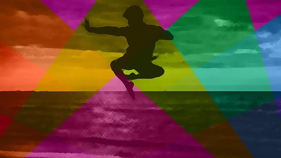 Silhouette eines Kung-Fu-Sprungs vor Merblick